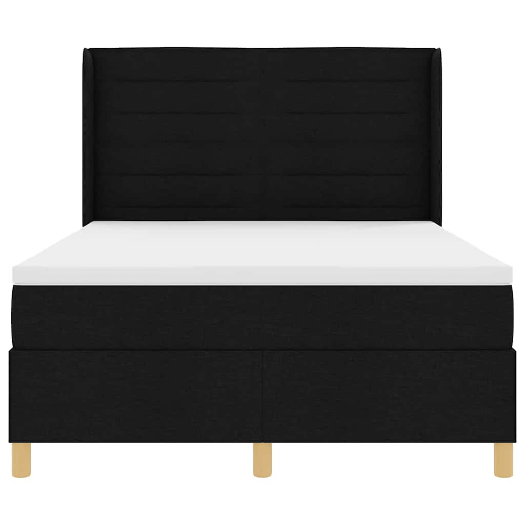 Box Spring Bed with Mattress Black 140 x 190 cm Fabric