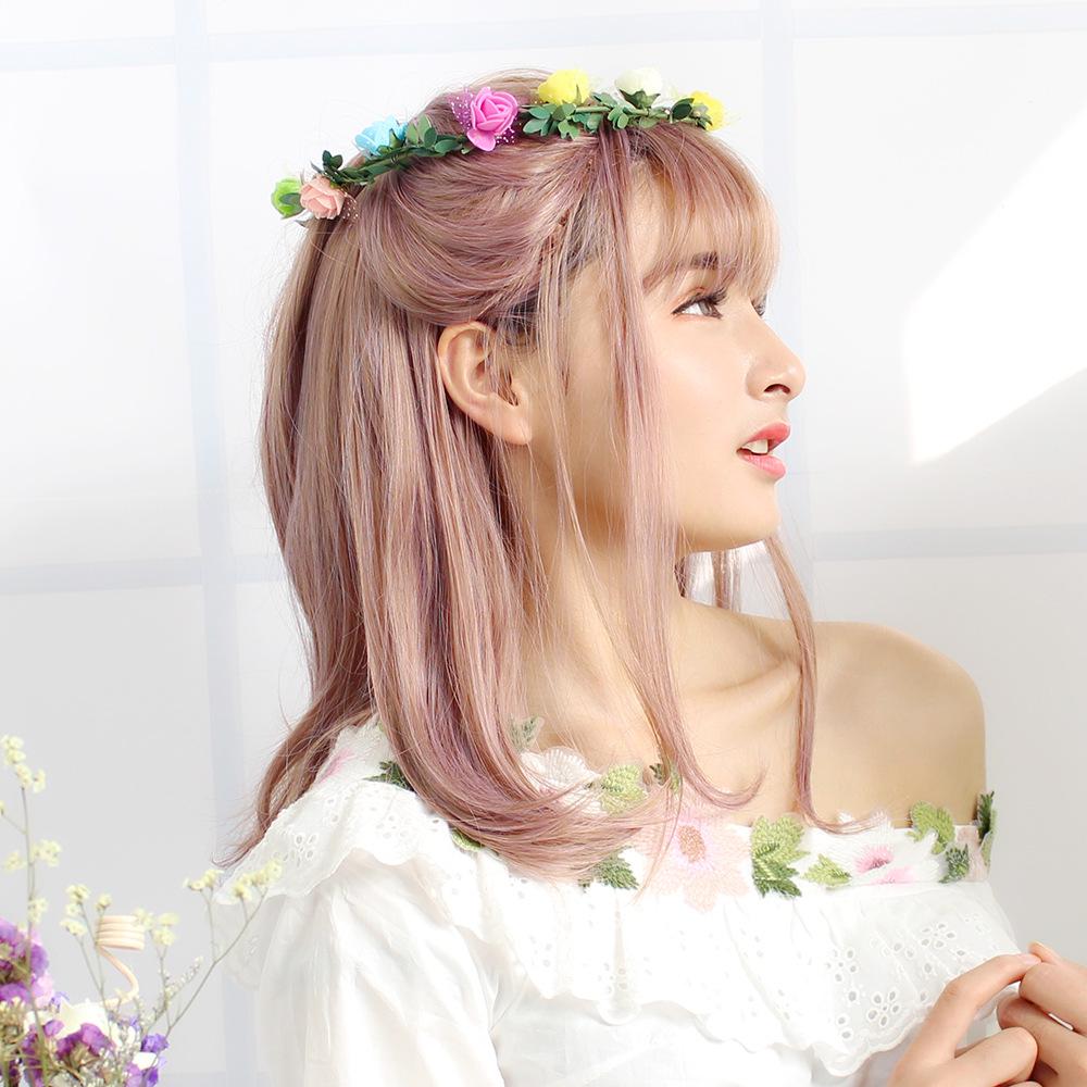 Korean Long Straight Wig with Air Bangs and Inward Buckle for Round Faces