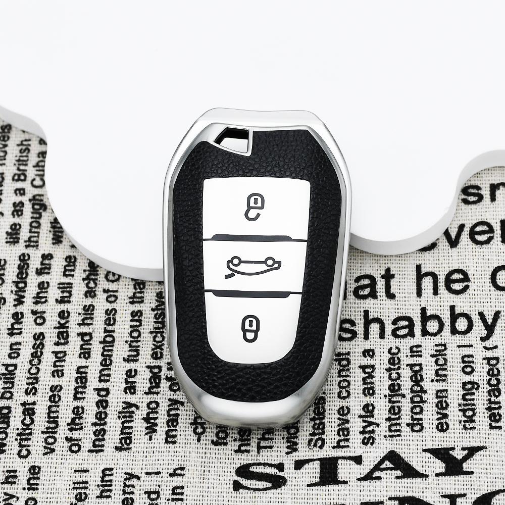 Leather For Citroen C4 For Opel Corsa Crossland X Keychain Car Key Case Cover For Peugeot 208 308 T9 508 2008 Auto Accessories