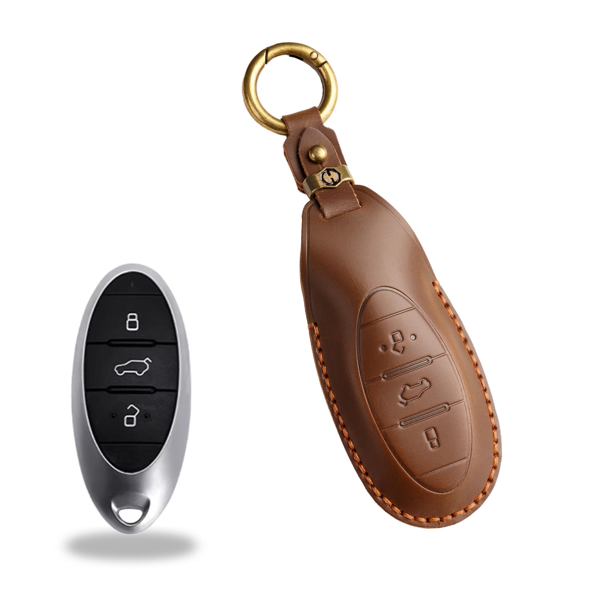 

Auto supplies are suitable for FAW Pentium key bag, pure handmade leather Crazy Horse car key cover. коричневый