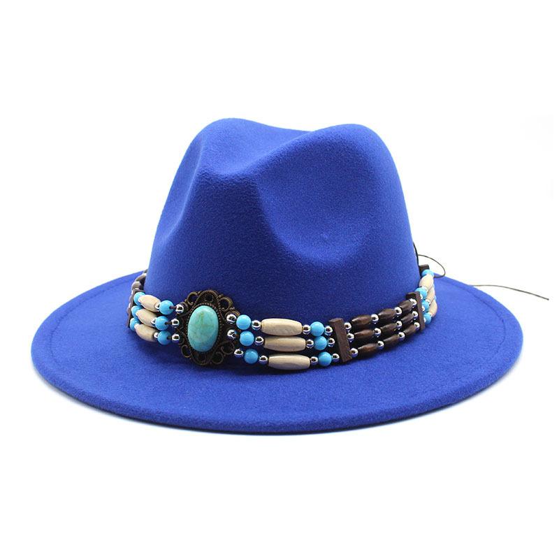 Jazz Hat Woolen Imitation Wool Felt Hat Neutral Versatile Top Hat Men'S And Women'S Cowboy Hats