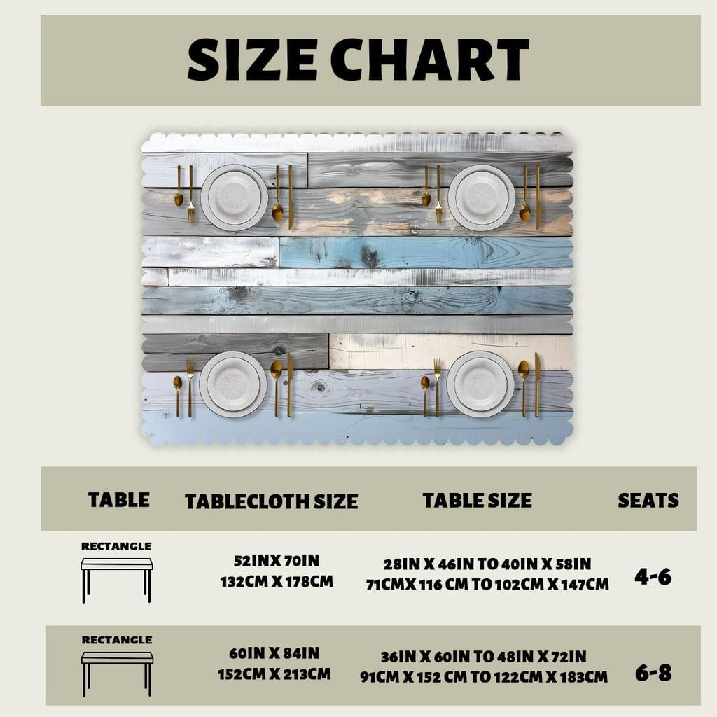 Blue Wood Grain Rectangle Tablecloth Wedding Party Decor Washable Summer Coastal Kitchen Dining Table Cloths Home Decorations