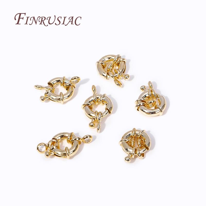 14k Gold Plated Brass Metal Jewelry Clasps Fasteners DIY Handmade Necklace Accessories 9/11.5/15MM Carabiner Spring Ring Clasps