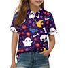 Kids Halloween Print Short Sleeve Polo Shirt Casual Comfortable Fit Button Down Top for Boys and Girls Suitable for Everyday Wear