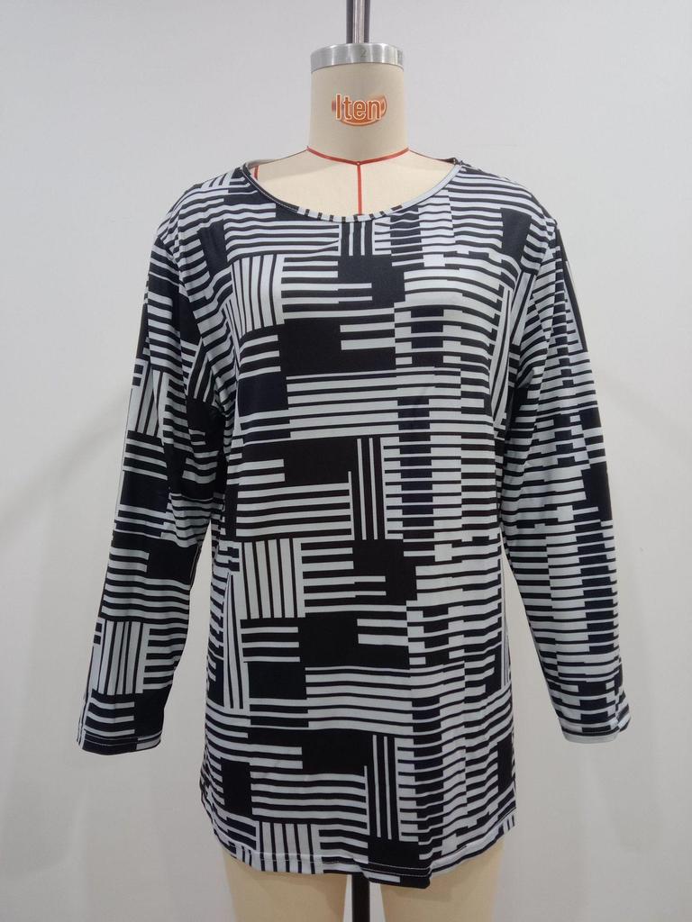 Plus Size Autumn/Winter 2025 Fashion Casual Women's Round Neck Top T-Shirt