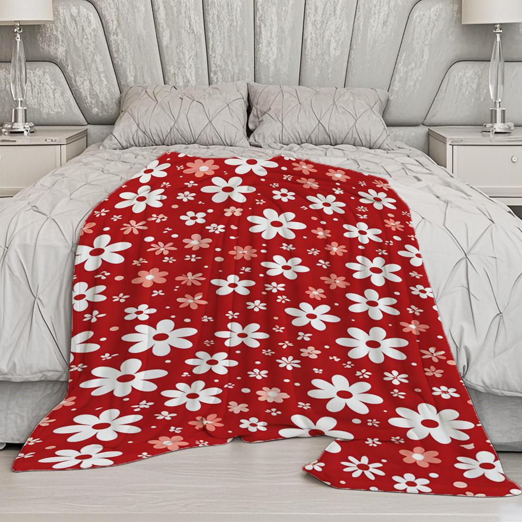 Floral Pattern Blanket Microfiber Flannel Cover Blanket Bedroom Living Room Sofa Soft And Comfortable Home Decoration