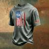 Men's Vintage Washed Crew Neck Short Sleeve T-Shirt with USA Flag Graphic and 250th Birthday Print Casual Cotton Tee