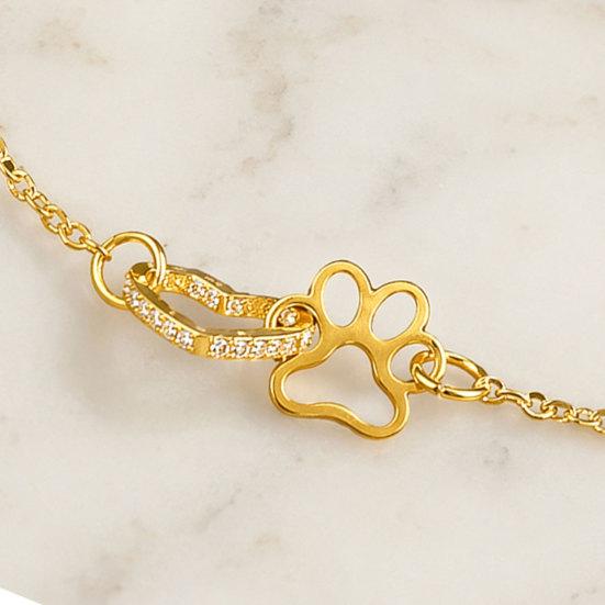 Women Bracelet, Thin Chain Design Adjustable Bracelet, Hollow Heart Dog Paw Print Healing Charm Bracelet, Multi-Purpose Wrist Anklet Accessory