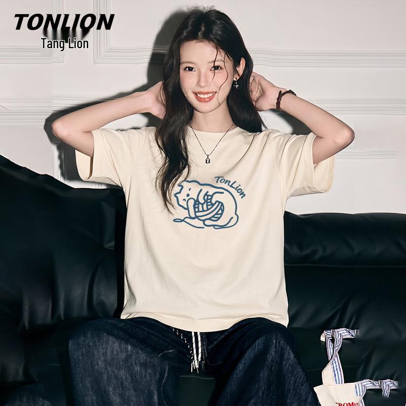 TonLion Women s Heavyweight Cotton Graphic T-Shirt M