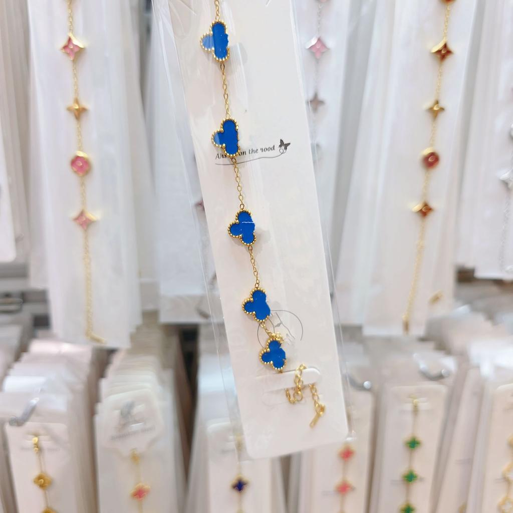 Double-sided Five-flower Four-leaf Clover Bracelet Titanium Steel Does Not Fade Light Luxury High-end Jewelry