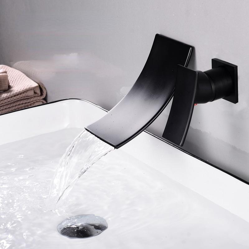 European Style All-copper Concealed Waterfall Faucet Household Hot and Cold Basin Basin with Mixed Water Into The Wall Faucet