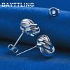 Charm 925 Sterling Silver 10MM Fine Braided Knotted Stud Earrings For Women Men Hip Hop Party Gifts Fashion Jewelry Accessories
