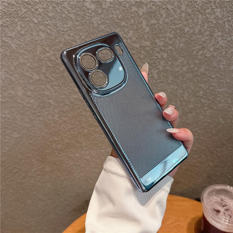 Full Cover Plating Grid Heat Dissipation PC Case With Lens Film For Vivo iQOO 12 Pro Back Shell Protector