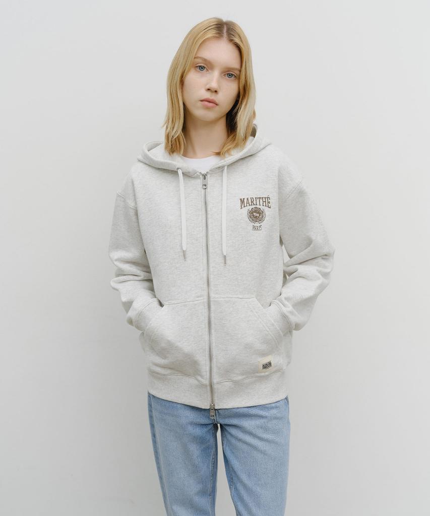 Marith + Franois Girbaud Big College Logo Graphic Hoodie Zipup Light Heather Gray