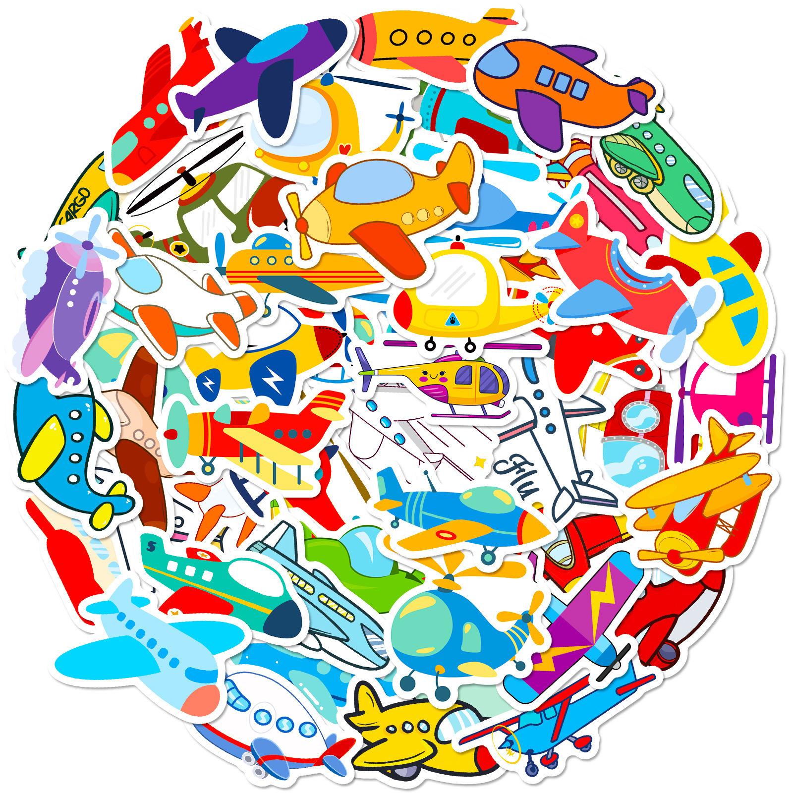 

50 Мультяшных Наклеек Самолетов Прямая Поставка от Производителя Креативная Личность Милые Мультяшные Транспортные Наклейки Самолеты