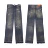 Mens High Street Graffiti Jeans Vintage Washed Slightly Flared Long Pants