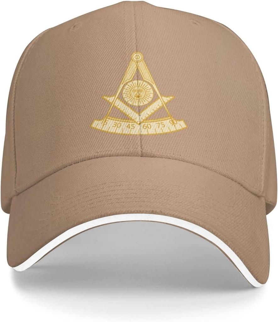 Freemasonry Past Master Jewel Masonic Square Compass Baseball Cap Adjustable Golf Hat Summer Sun Design Casual Dad Hat