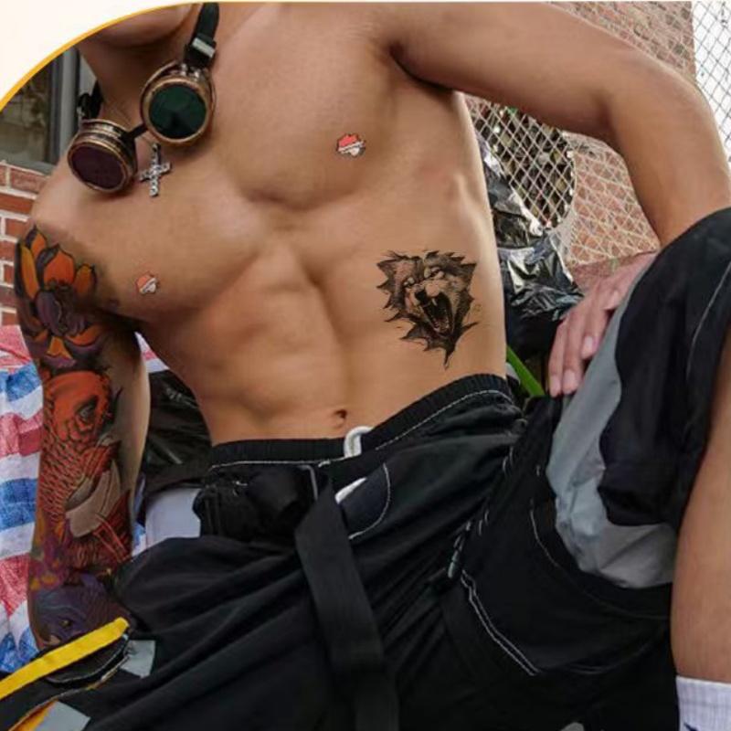 1pc Large Temporary Tattoos for Women Leg Tattoo Sexy Body Painting Cat Wolf Fox Anime Skull Fake Tattoo Stickers Water Transfer