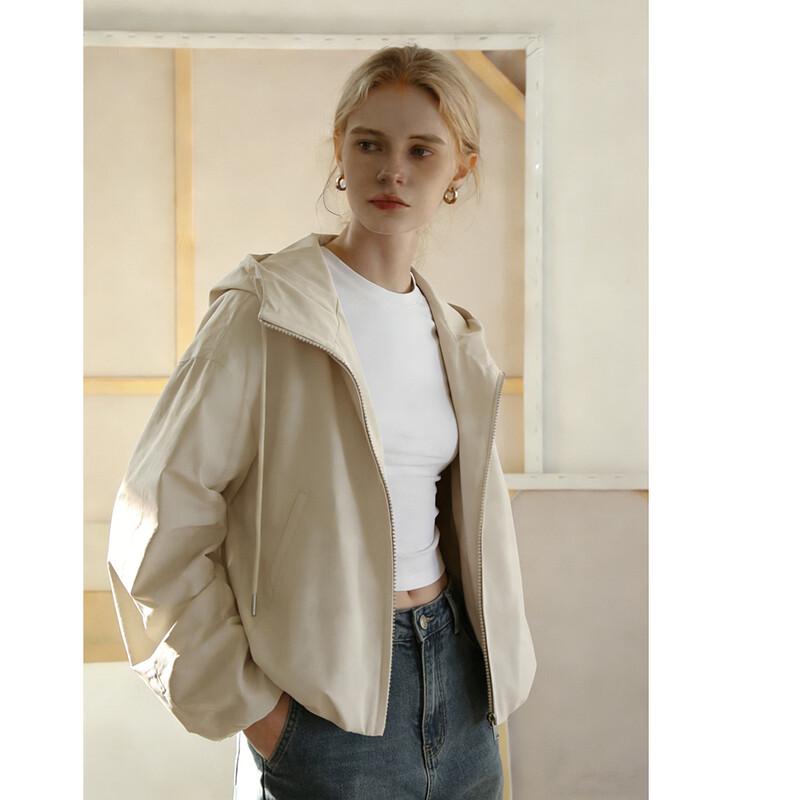 Demana 3-Proof Tech Hooded Pleated Short Jacket