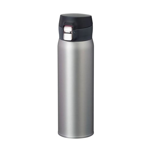 Atlas AREW-500SBK, 495ml water bottle, ultra-lightweight, vacuum insulated, stainless steel, one-touch bottle, black with silver matte finish, suitabl