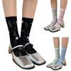 Women Crew Socks Crystal Calf Socks Lace Socks Transparents Meshes Ankle Socks