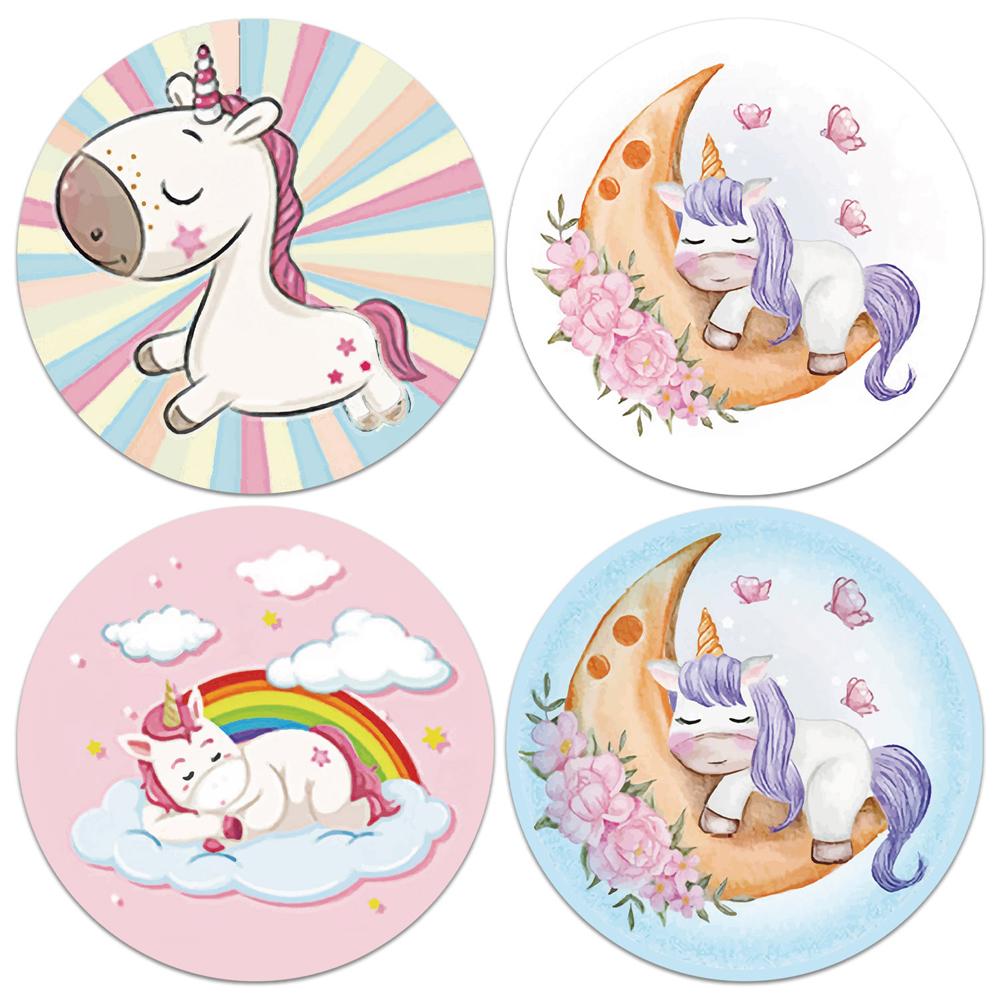 1 Inch Cute Unicorn Sticker For Kids 50-500Pcs Classic Toy Decor For School Teacher Encouragement Animal Reward Sticker