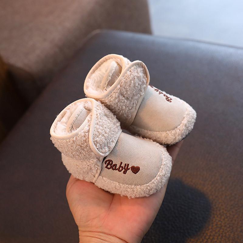 

Baby Soft Sole Shoes With Plush Lining And Velcro Closure Khaki A,11cm