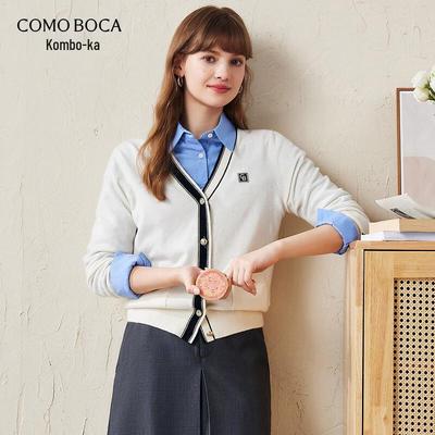 Gilet Cardigan épais en maille de laine à col en V pour femme