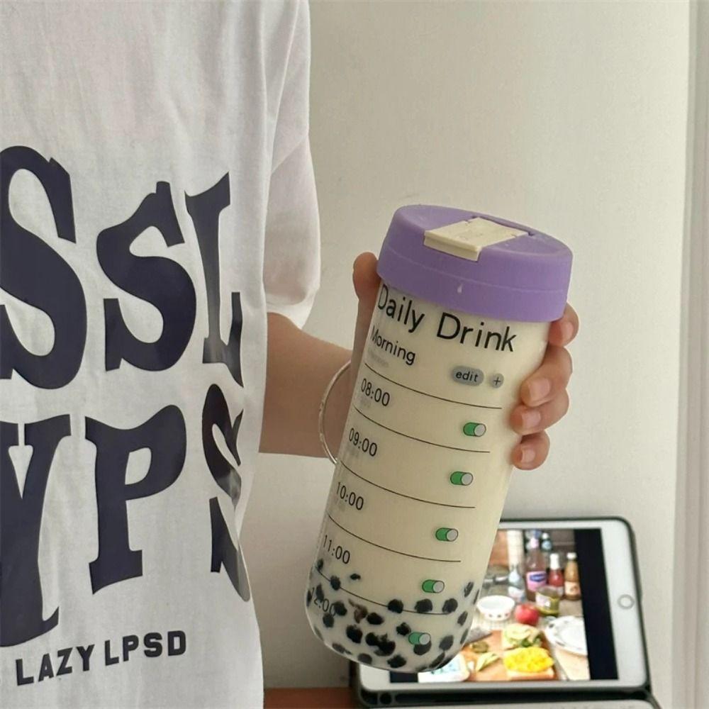 Alarm Clock Alarm Clock Straw Cup Large Capacity Outdoor Glass Straw Cup  Primary School Students