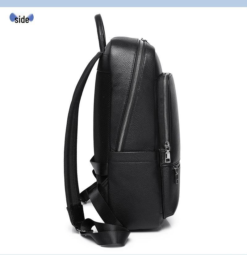Large Capacity Men's Cowhide Leather Backpack - Casual and Business Travel Shoulder Bag In Fashionable Style