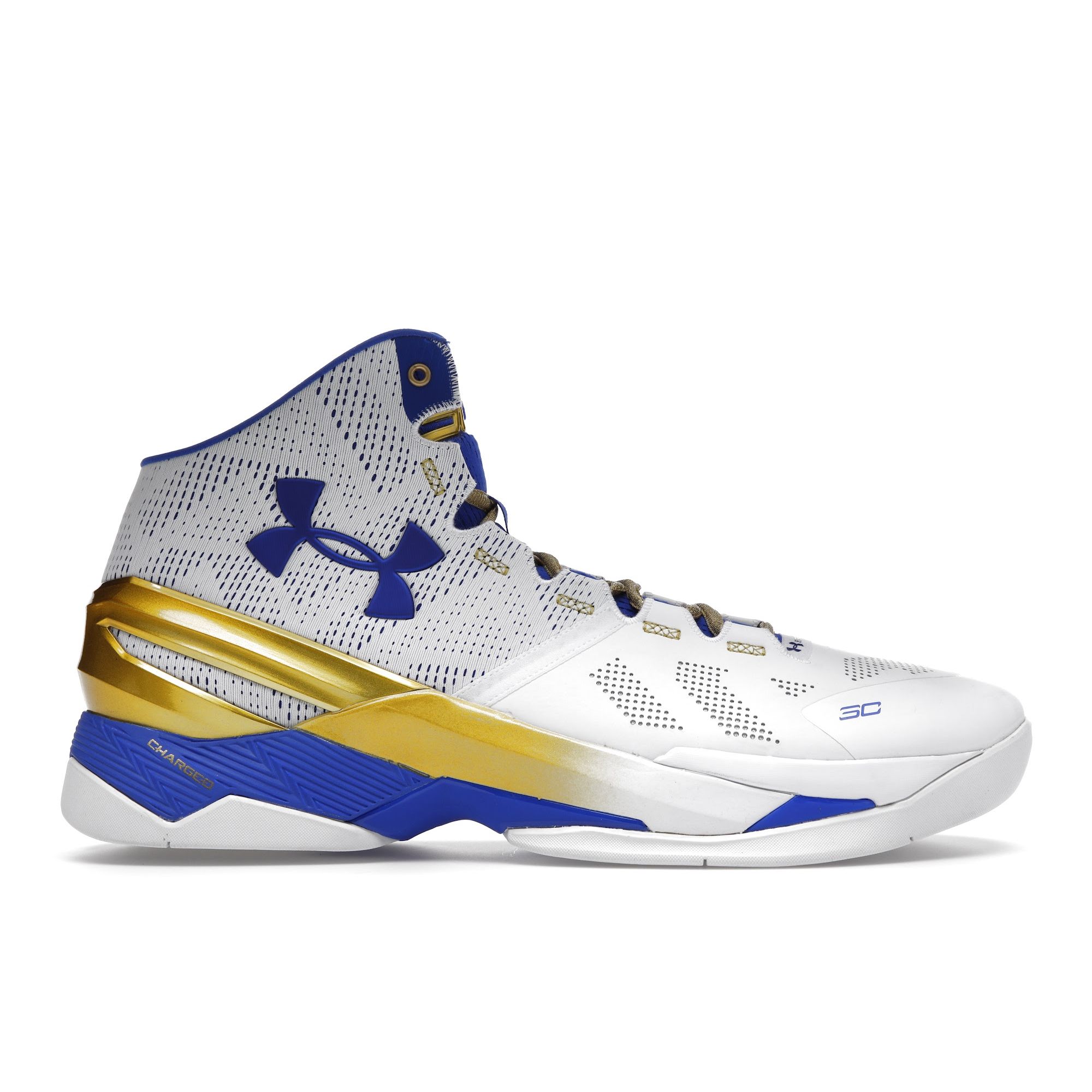 

Мужские кроссовки Under Armour Curry 2 Gold Rings Белый металлик-золото Team-Royal 1259007-107