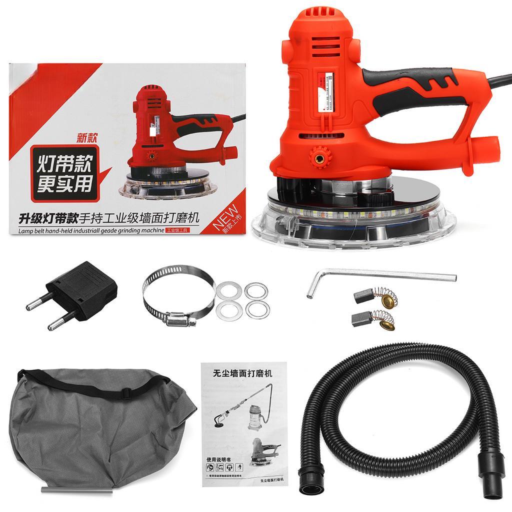 Doersupp Drywall Sander Wall Polishing Machine 1350W Grinding 220V Portable Led Light 1000-3000R/min Wall Putty Polisher Machine