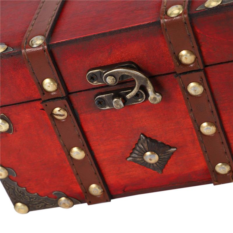 

ABJI-2X Retro Treasure Chest Vintage Wooden Storage Box Antique Style Jewelry Organizer For Jewelry Box Trinket Box Small