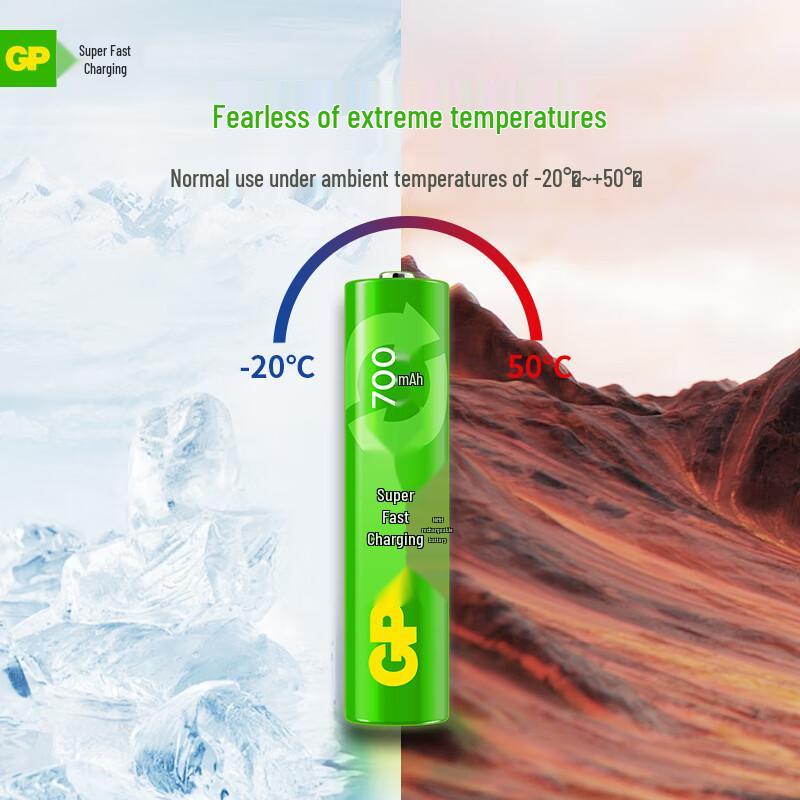 GP Super Rechargeable AAA Batteries, 700 mAh, Pack of 2 - Ideal for Air Conditioner Remote Controls.