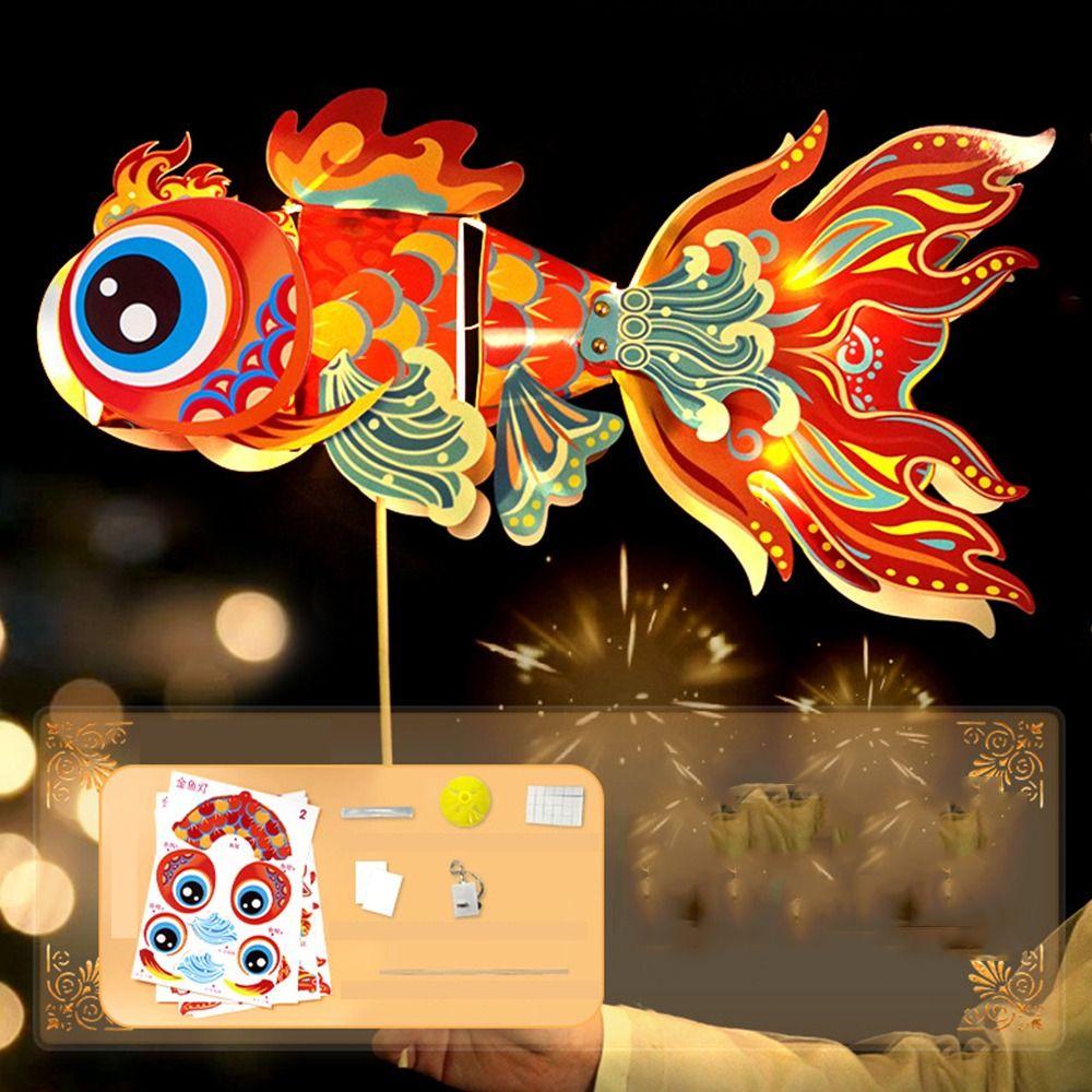 Handmade Mid-Autumn Festival  Lantern  DIY Glowing Carp Fish  Lantern Goldfish Lantern  Props