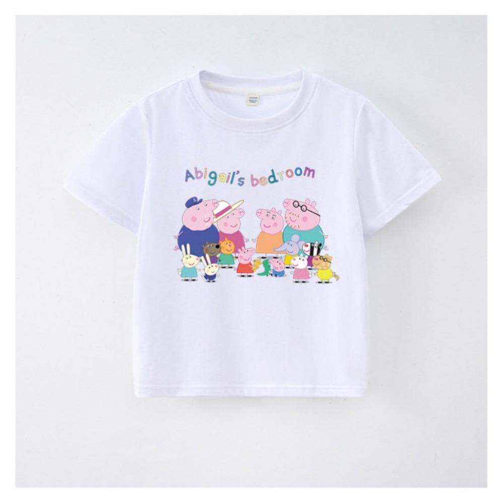 2026 Summer Cartoon Print Cute Peppa Pig Children s T-shirt Summer New Parent Child  Round Neck Versatile Top 110