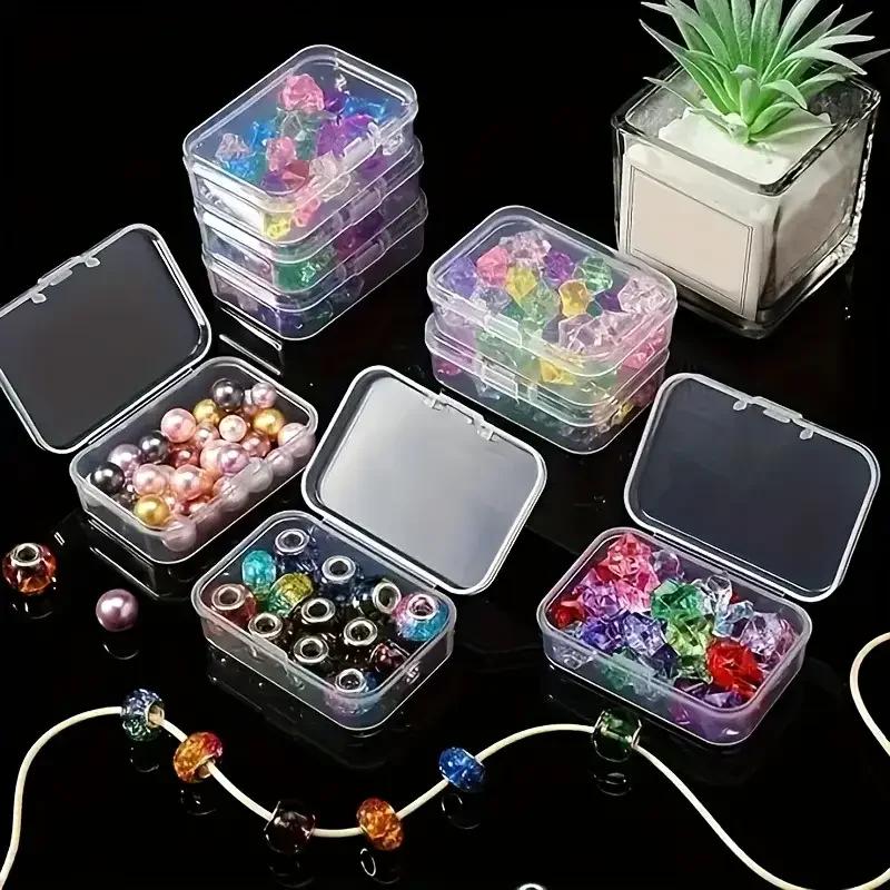Small Rectangular Transparent Plastic Storage Box with Lid for Card Handicrafts Learning Supplies Screws & Batteries Clear