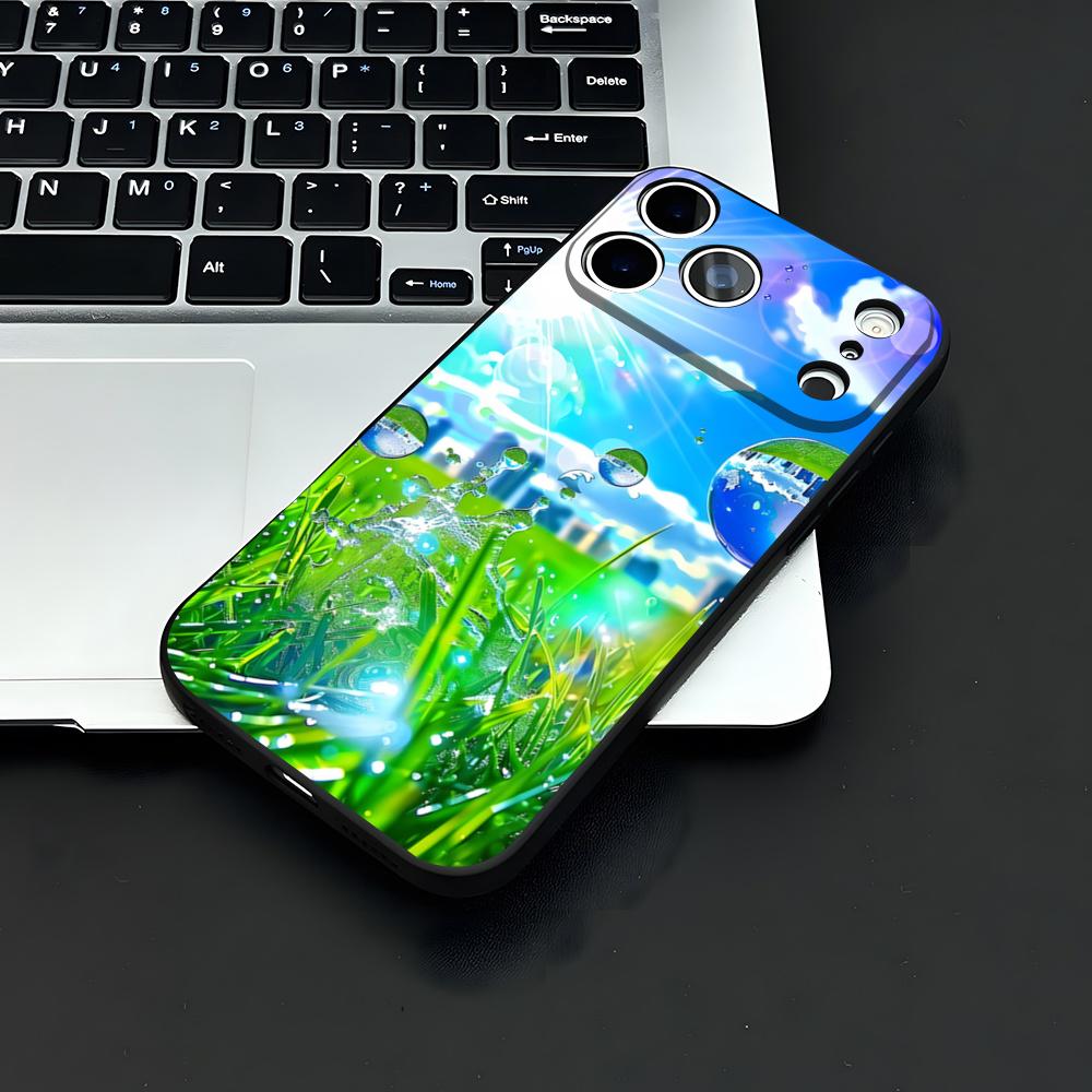 

Чехол для телефона в стиле Frutiger Aero Blue Для IPhone 17 Air 16 E Pro Max 15 14 13 Mini 12 Pro 11 Max Plus Черный Мягкий Корпус iPhone 16 Plus