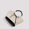 Niche canvas tote bag bow splicing simple commuting shoulder bag casual portable big bag tide