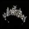 Elegant Pearl Butterfly Tiara Vintage Silver Rhinestone Wedding Crown Princess Tiara Headband Pageant Party Hair Jewelry