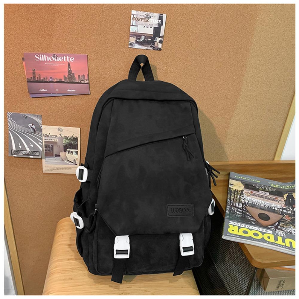 New Korean version trend niche backpack male junior high school students solid color schoolbag female large capacity casual light backpack
