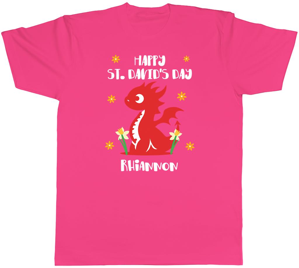 Personalised Happy St Davids Day Dragon Wales Unisexs TShirt Tee Gift Top