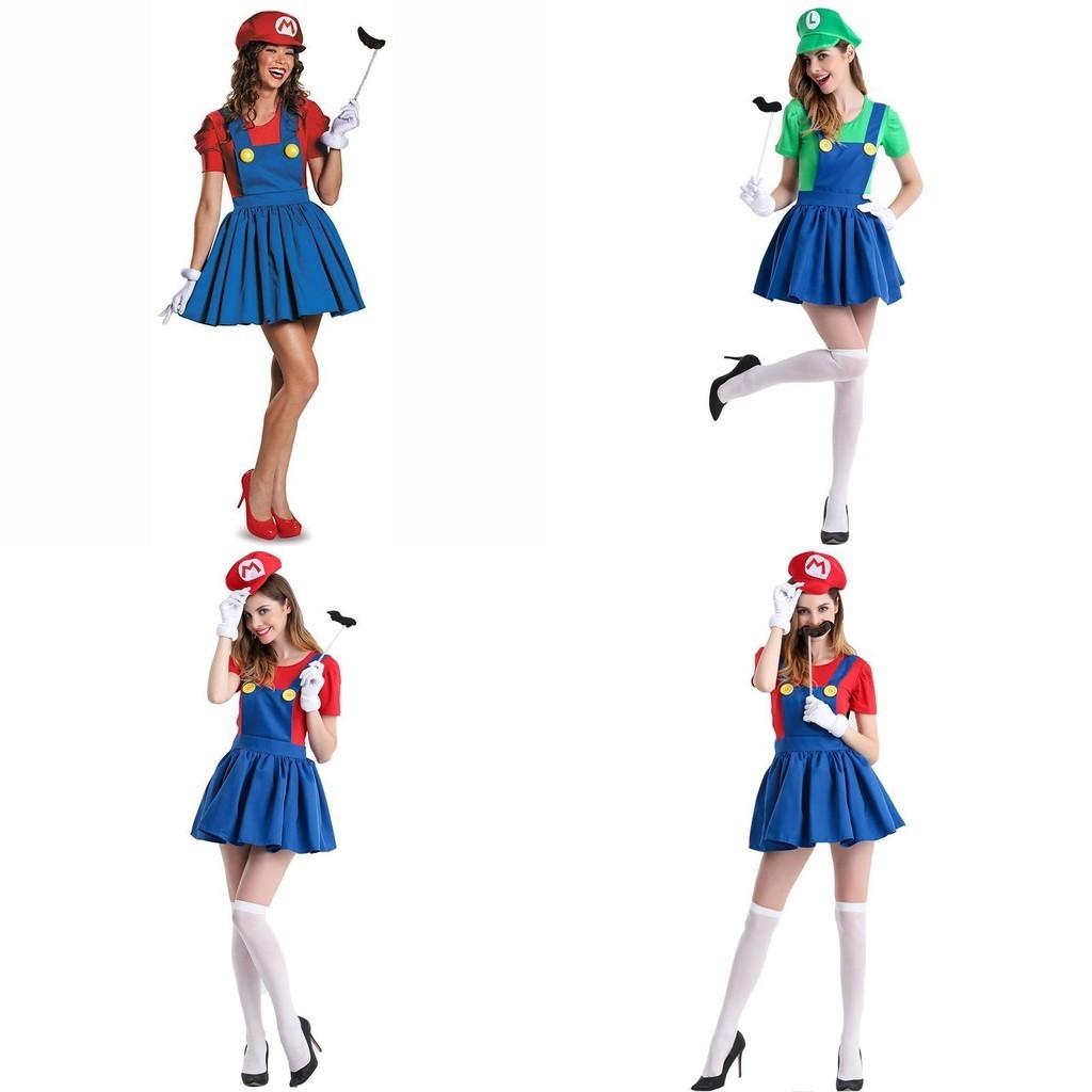 Women's Super Mario Bros Luigi Costume With Breathable Spandex And Exquisite Workmanship