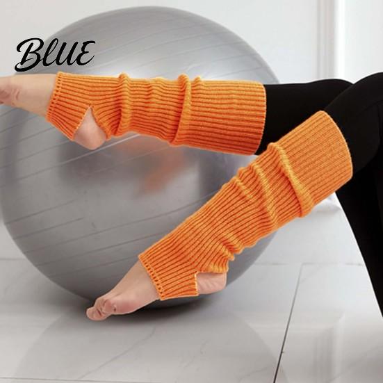 Women Knitted Leg Footless Blow Warm Warmers Pair Thickened Socks 1 Solid Color Knee