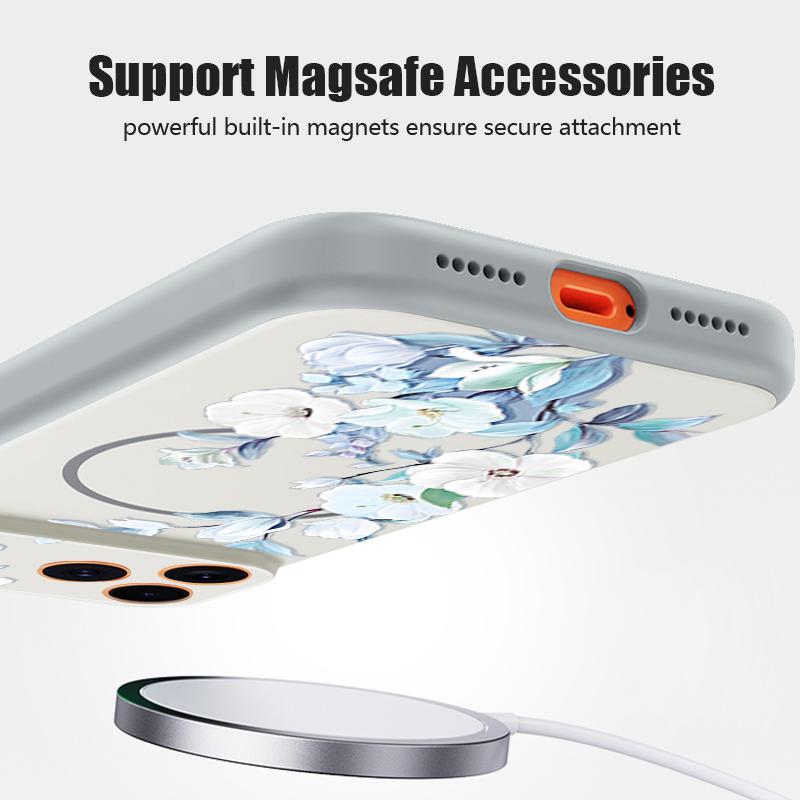 Lavender Peony Rose Floral Pattern Case For iPhone 17 Pro Max Magnetic For Magsafe Hybrid Slim Matte Cover For iPhone 16 15 14 13 Pro Max