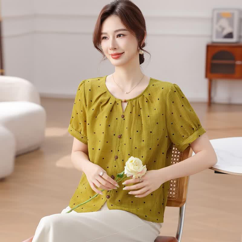 Datang Madam Women s Polka Dot Short Sleeve T-Shirt 3XL