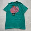 Vintage T Shirt Mens Large Green Single Stitch Graphic Print 90s Dance