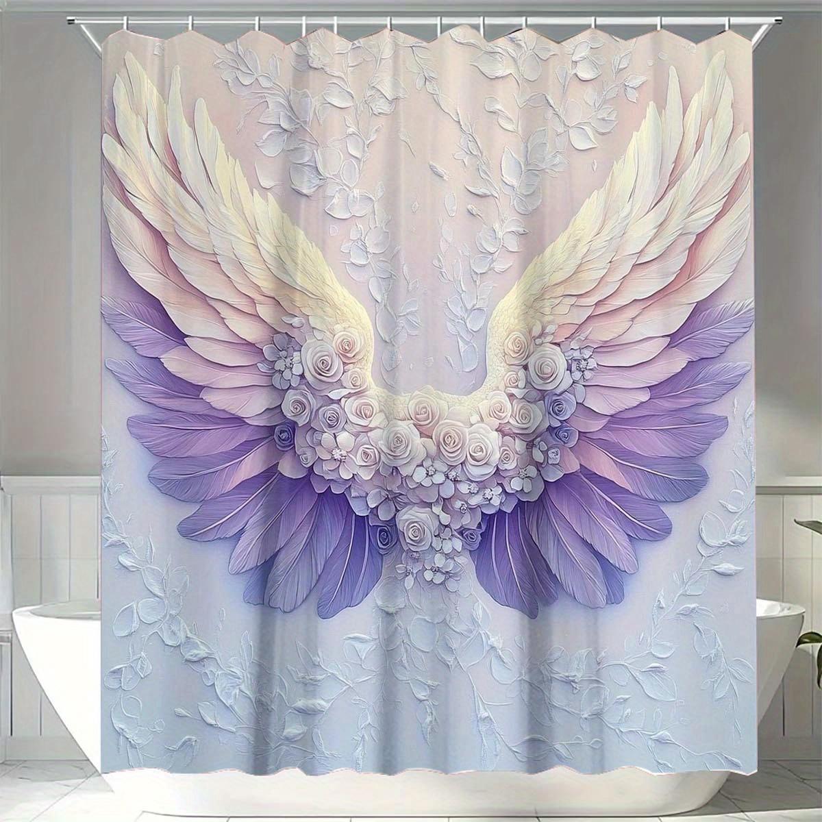 

1Pc Woven Polyester Bath Drape - Artistic Winged Flower, Water-Resistant, Eyelets & Hooks, Easy Clean, Home & Hotel Decor W60H190(CM)-1 Pcs