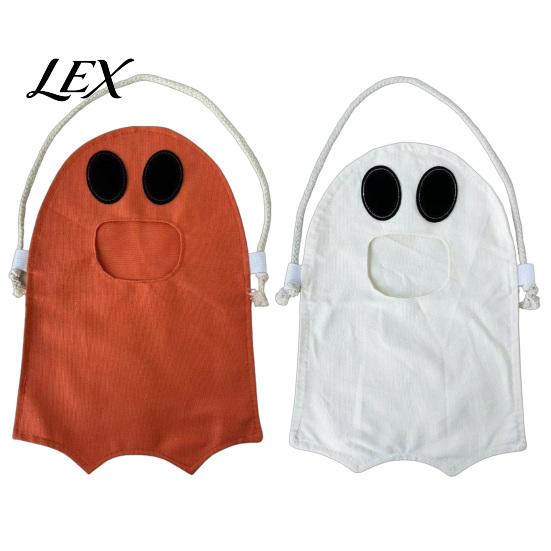 Lightweight Candy Carrier Halloween Ghost Bag for Kids, Cute Fabric Treat or Trick Tote with Handle, Spooky Snack Goodie Bags Party Supplies Portable
