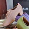 Zapatos de Profesor Mujer Zapatos de Baile Latino Salón Señoras Piel Vacuna Zapatos de Baile Jazz Moderno Naranja y Verde Zapatos de Baile Salsa